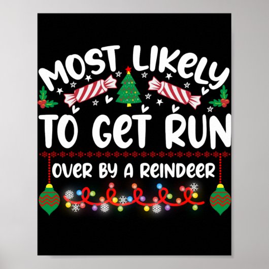 Poster Funny Most Likely To Get Run Over By A Reindeer T (Devant)