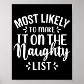 Poster Funny Most Likely To Make Naughty List Christmas (Devant)