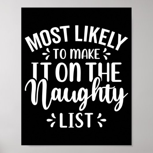 Poster Funny Most Likely To Make Naughty List Christmas (Devant)