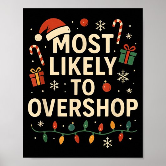 Poster Funny Most Likely To Overshop Family Christmas  (Devant)