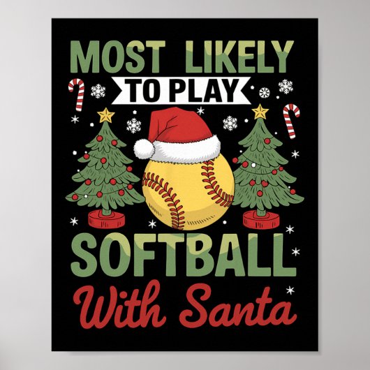 Poster Funny Most Likely To Play Softll With Santa Christ (Devant)