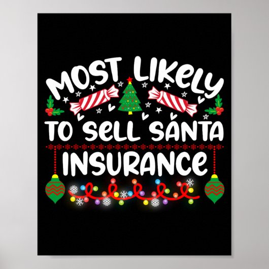 Poster Funny Most Likely To Sell Santa Insurance  (Devant)