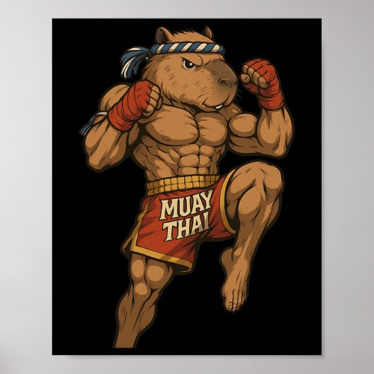 Poster Funny Muay Thai Capybara Thai Boxe Arts martiaux (Devant)