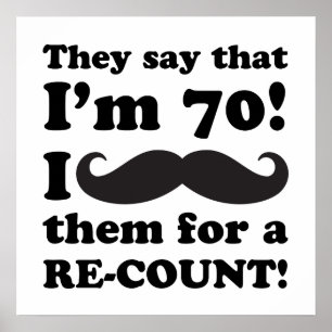 Poster Funny Mustache 70e anniversaire