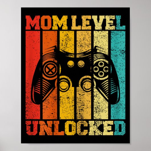 Poster Funny New Mom Level Unlocked Gaming Pregnancy Anno (Devant)