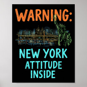 Poster Funny New York City Skyline nuit Vintage