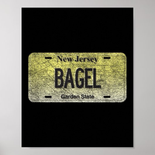 Poster Funny Nj State Vanity License Plate Bagel (Devant)