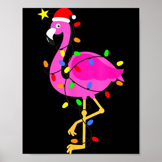 Poster Funny Nk Flamingo In Santa Hat Christmas In July M (Devant)