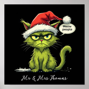 Poster Funny Noël "Beurk les gens" amateurs de chat Meow