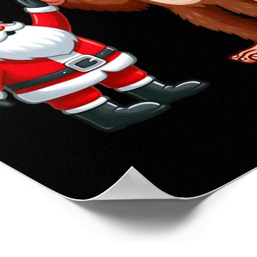 Poster Funny Noël Père Noël Bigfoot High-fiving Xm (Coin)