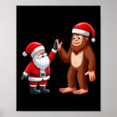 Poster Funny Noël Père Noël Bigfoot High-fiving Xm (Devant)