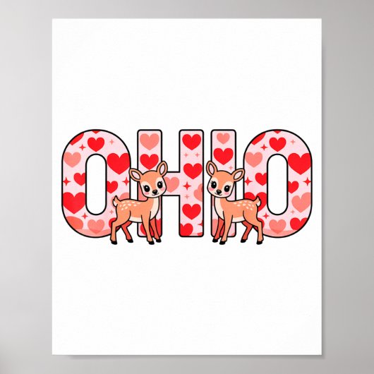 Poster Funny Ohio Deer Midwestern Party O-h-i-o In Valent (Devant)