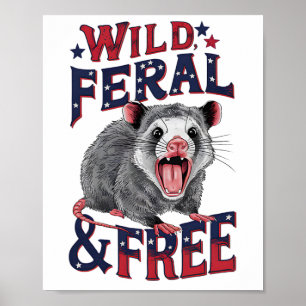 Poster Funny Opossum non charné Feral sauvage et Possum g