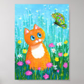 Poster Funny Orange Tabby Papillon de chat Créationarts (Devant)