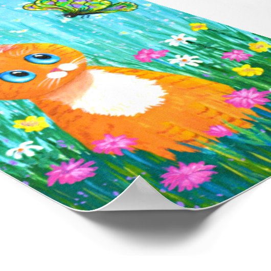 Poster Funny Orange Tabby Papillon de chat Créationarts (Coin)