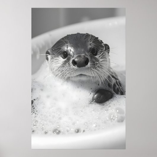 Poster Funny Otter Bubble Bath Print, Bathroom Wall Art (Devant)