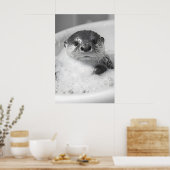 Poster Funny Otter Bubble Bath Print, Bathroom Wall Art (Cuisine)