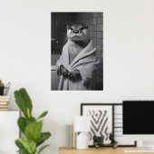 Poster Funny Otter in Bathrobe Print, Bathroom Humor (Bureau à domicile)