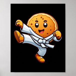Poster Funny Pancake Pan Karate Taekwondo Kick Boys Girl