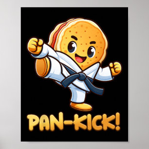 Poster Funny Pancake Pan Karate Taekwondo Kick Boys Girl