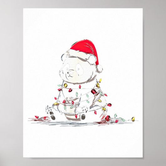 Poster Funny Panda Christmas Graphics Animal Lights Lover (Devant)