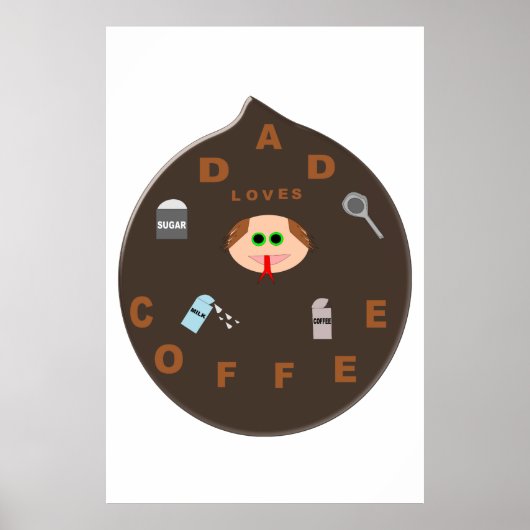 Poster Funny Papa Monster Aime L'affiche du café (Devant)