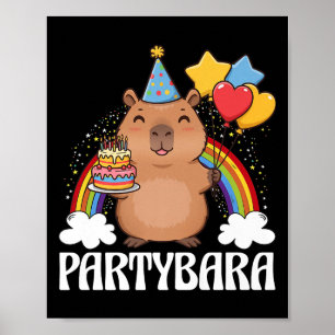 Poster Funny Partybara Capybara Joyeux Enfants d'Annivers
