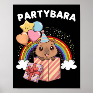Poster Funny Partybara Capybara Joyeux Enfants d'Annivers