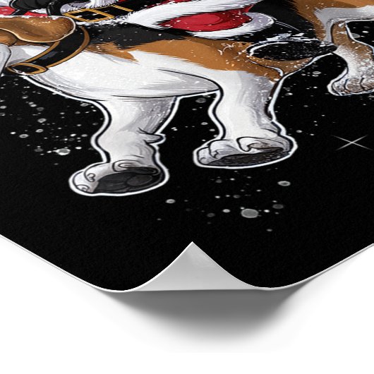 Poster Funny Père Noël équitation Chien Beagle Noël Pour (Coin)