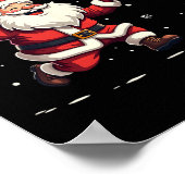 Poster Funny Père Noël Jouer Basketball Joyeux Noël (Coin)