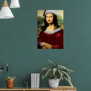 Poster Funny Père Noël Mona Lisa Joyeux Noël