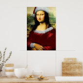Poster Funny Père Noël Mona Lisa Joyeux Noël (Cuisine)