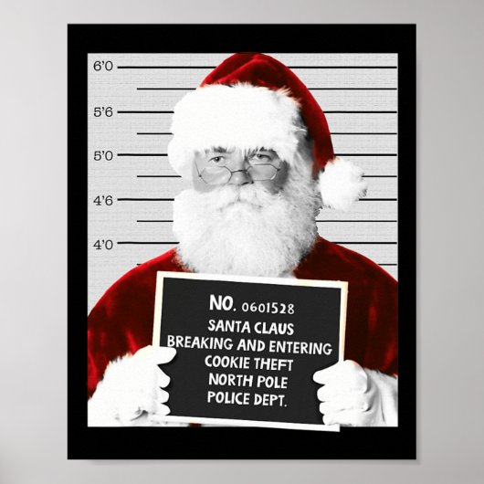 Poster Funny Père Noël Mugshot Père Noël emprisonné Noël (Devant)