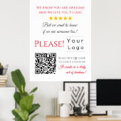Poster Funny personnalisé QR Code Business Logo Review ro (Bureau à domicile)
