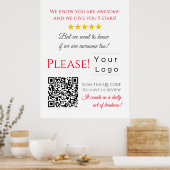 Poster Funny personnalisé QR Code Business Logo Review ro (Cuisine)