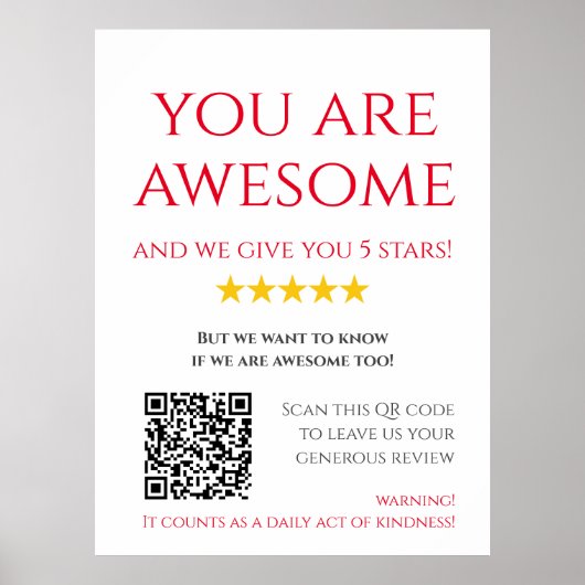 Poster Funny personnalisé QR Code Business Logo Review ro (Devant)