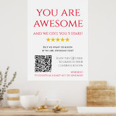 Poster Funny personnalisé QR Code Business Logo Review ro (Cuisine)