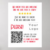 Poster Funny personnalisé QR Code Business Logo Review un (Devant)