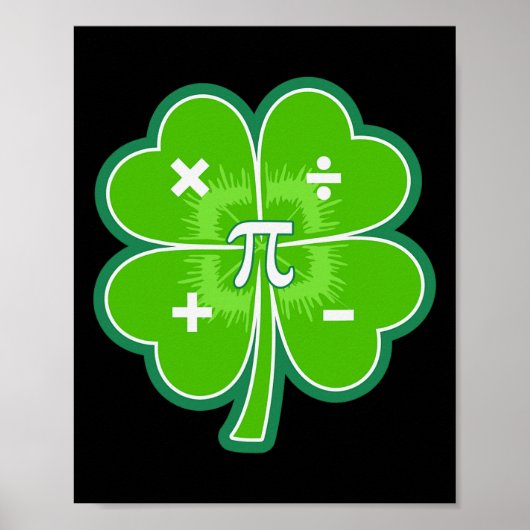 Poster Funny Pi Day Math Patricks Day Luck Shamrock Green (Devant)