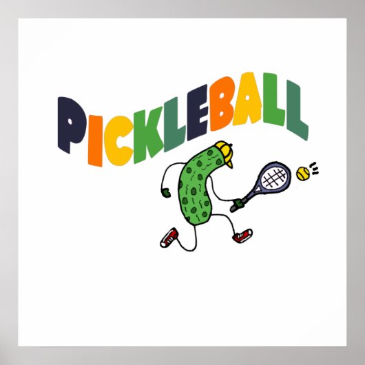 Poster Funny Pickleball Pickle Playing Pickleball (Devant)