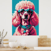 Poster Funny Pink Glam Poodle dans les tons (Cuisine)
