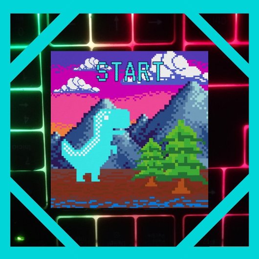 Poster Funny Pixel Gamer Pixelated- Dinosaur Illustration