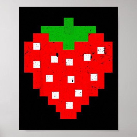 Poster Funny Pixel Strawberry 80s Video Game Costume (Devant)