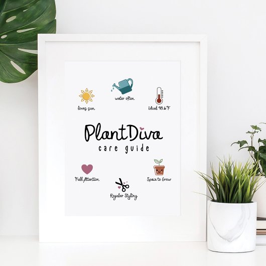 Poster Funny Plant Diva Care Guide Plant Lovers Growing