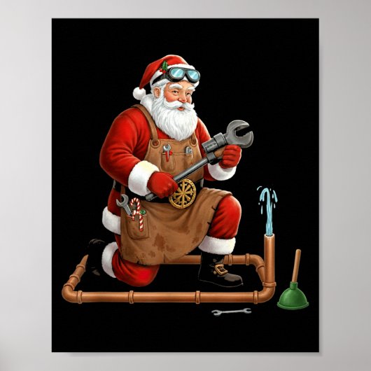 Poster Funny Plumber Santa Christmas Graphic (Devant)