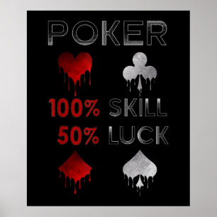 Poster Funny poker Poker 100% Skill et 50% Luck