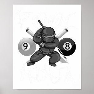 Poster Funny Pool Ninja mignonne poche Billard Garçons Fi