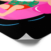 Poster Funny Pool Party Santa Sungles Flamingo Christmas  (Coin)