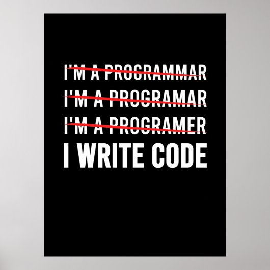 Poster Funny Programmer I Wite Code (Devant)