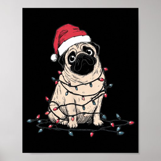 Poster Funny Pug Christmas Graphics Dog Lights Lover Owne (Devant)